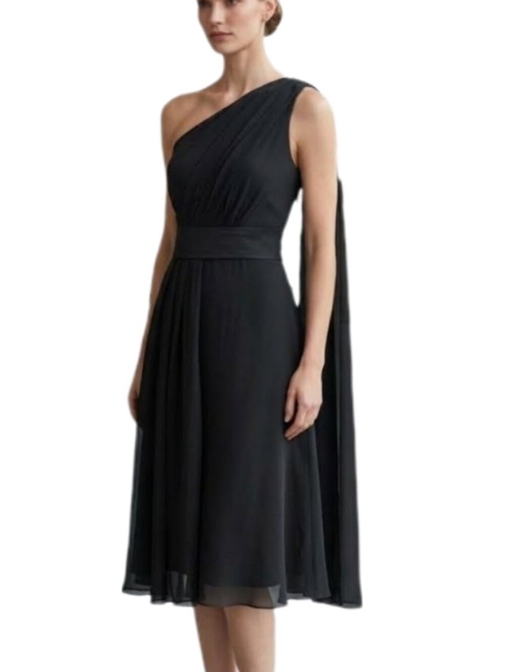 White House Black Market Dress Sleeveless One-Shoulder Black Plus Size 14